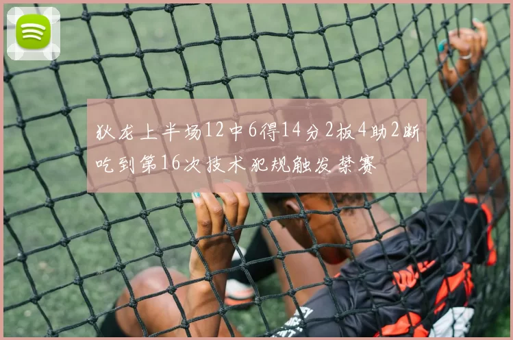 狄龙上半场12中6得14分2板4助2断吃到第16次技术犯规触发禁赛